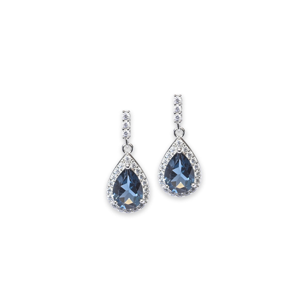 London Blue Elegance Pear-shaped Earrings by Ravia Jewels