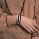 Load image into Gallery viewer, Pearl and Black Onyx  Necklace, Bracelet  and  Studs