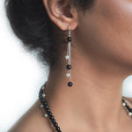 Load image into Gallery viewer, Pearl and Black Onyx  Necklace, Bracelet  and  Studs