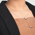 Load image into Gallery viewer, Silver Necklace three lines  and Ball hoops