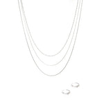 Load image into Gallery viewer, Silver Necklace three lines  and Ball hoops