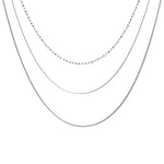 Load image into Gallery viewer, Silver Necklace three lines  and Ball hoops