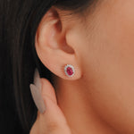 Load image into Gallery viewer, Pink Rectitude Ruby Studs