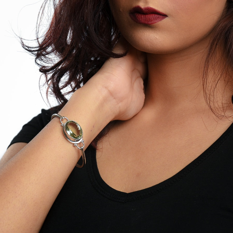 Green Amethyst Bangle Bracelet