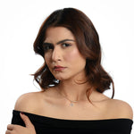 Load image into Gallery viewer, Silver Curved Bar with star Hanging Women's Necklace by Ravia