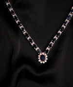 Load image into Gallery viewer, Duchess Style Royal Blue Sapphire and Cubic Zirconia Necklace