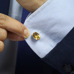 Load image into Gallery viewer, Contemporary Citrine Cufflinks for Men by Ravia