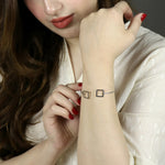 Load image into Gallery viewer, Silver Open Cuff  Due Square Bangle by Ravia