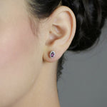 Load image into Gallery viewer, Garnet and  Cubic Zirconia Stud Earrings