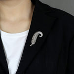 Load image into Gallery viewer, Marcasite Feather Brooch for Women