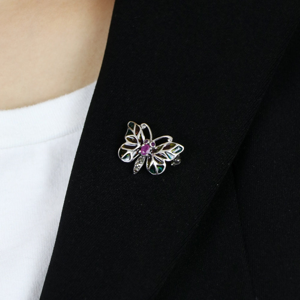 Ruby Butterfly Style Brooch