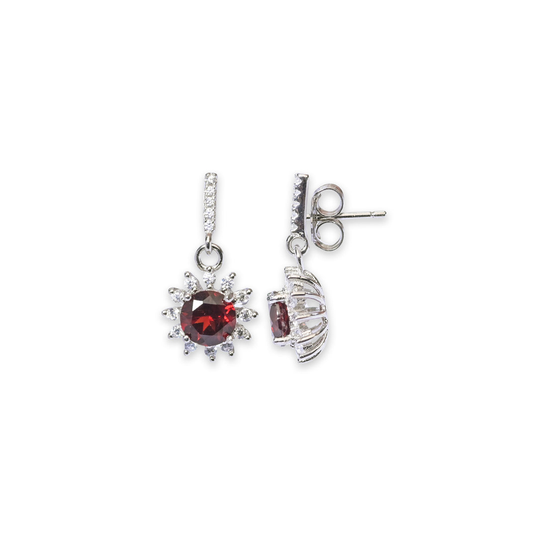 Crimson Radiance Garnet and Zircon Earrings