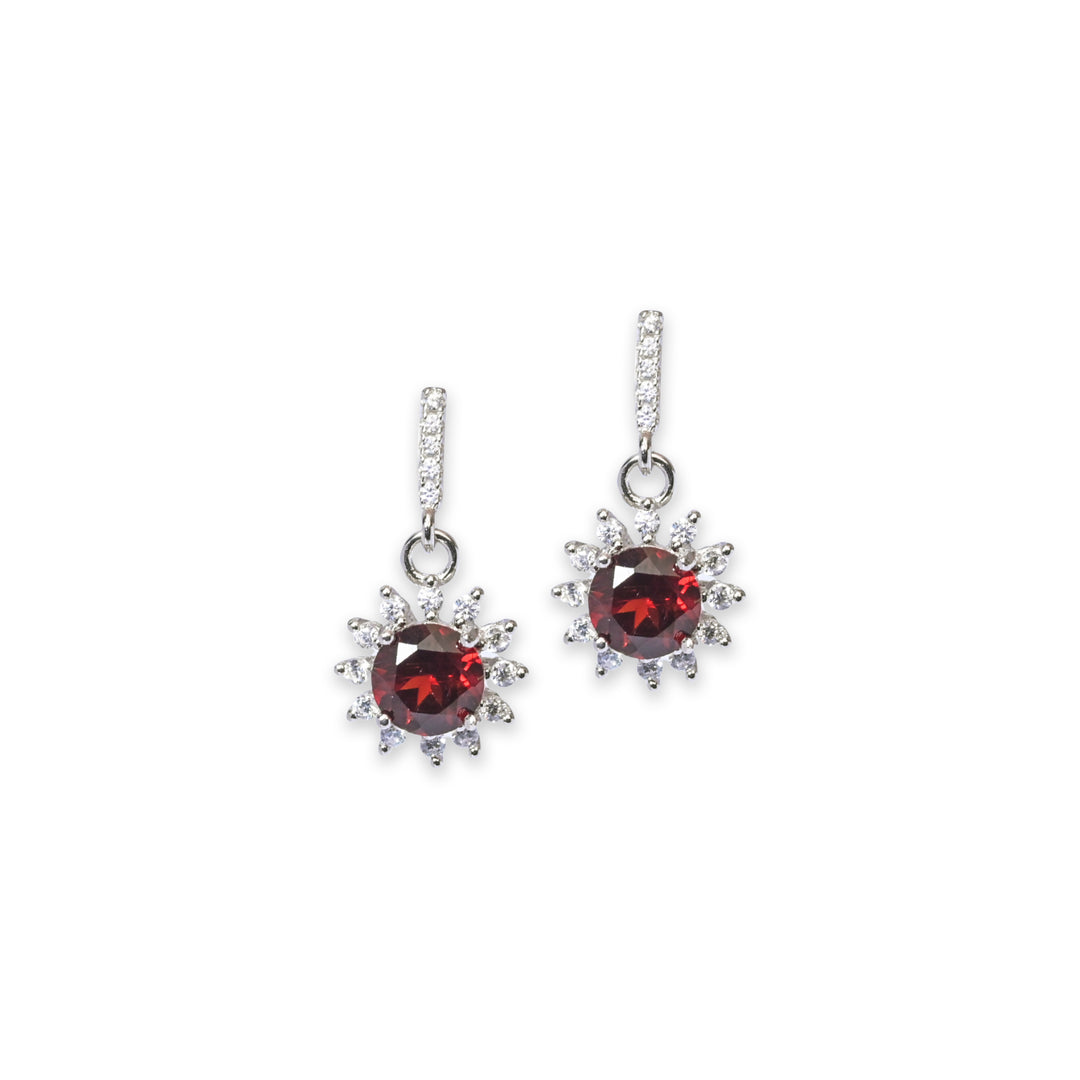 Crimson Radiance Garnet and Zircon Earrings