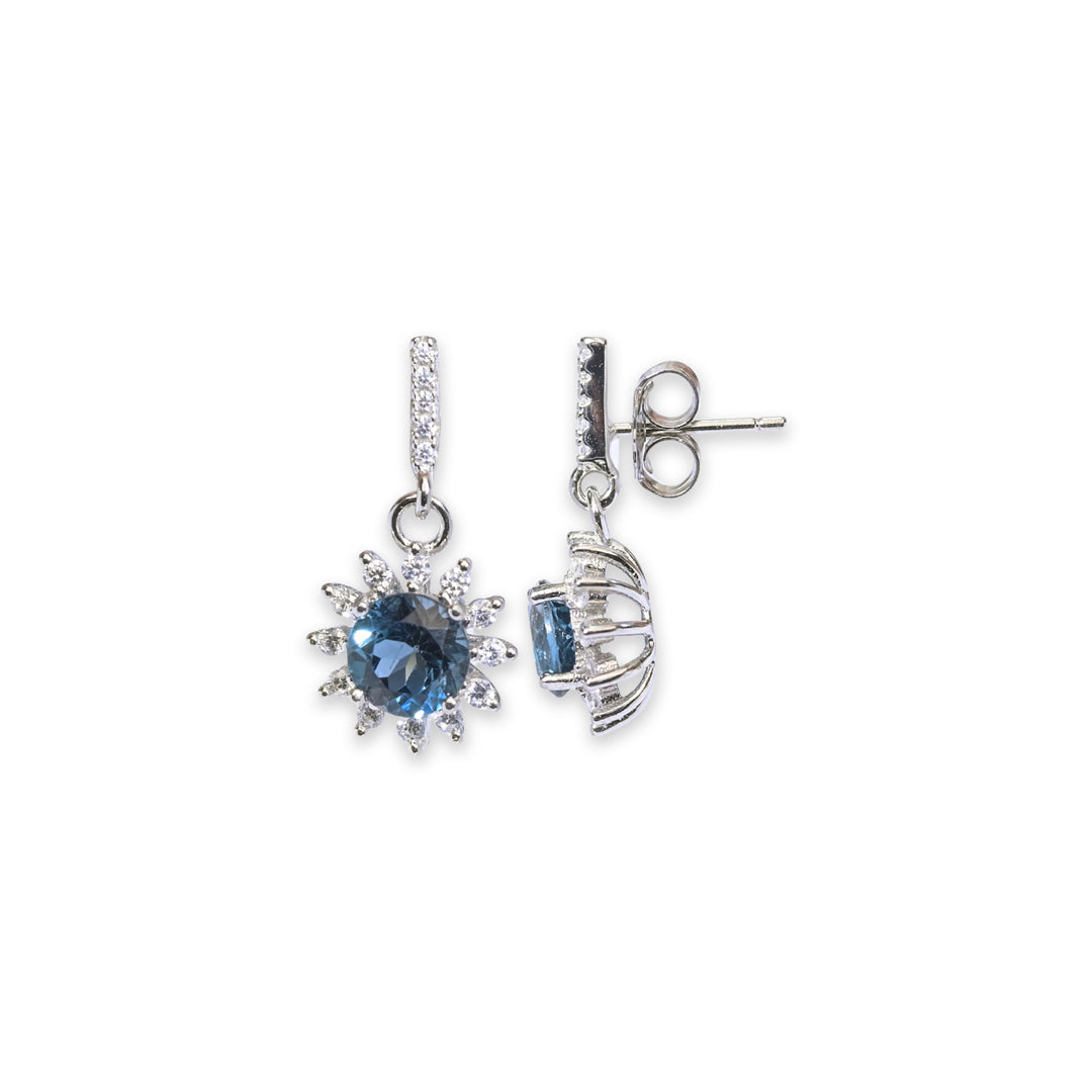 Serene Blue Topaz and Zircon Elegance Earrings