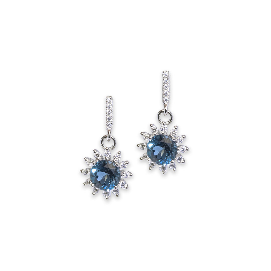 Serene Blue Topaz and Zircon Elegance Earrings