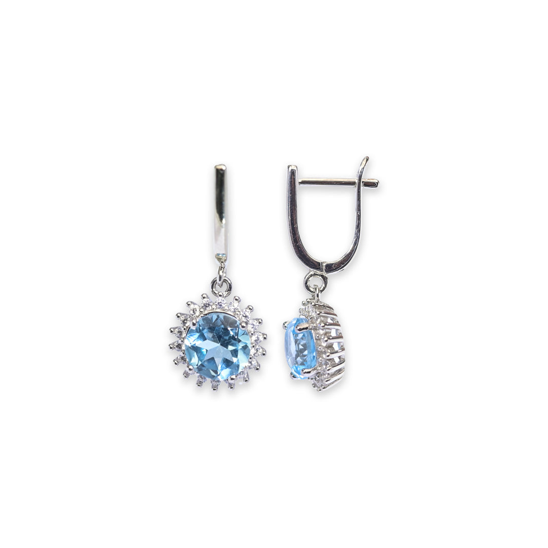 Azure Beauty Blue Topaz and Zircon Earrings