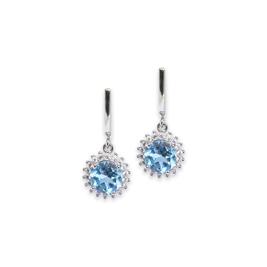 Azure Beauty Blue Topaz and Zircon Earrings