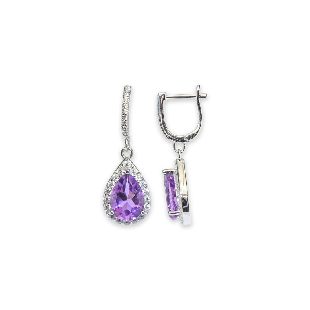 Radiant Amethyst and Zircon Earrings