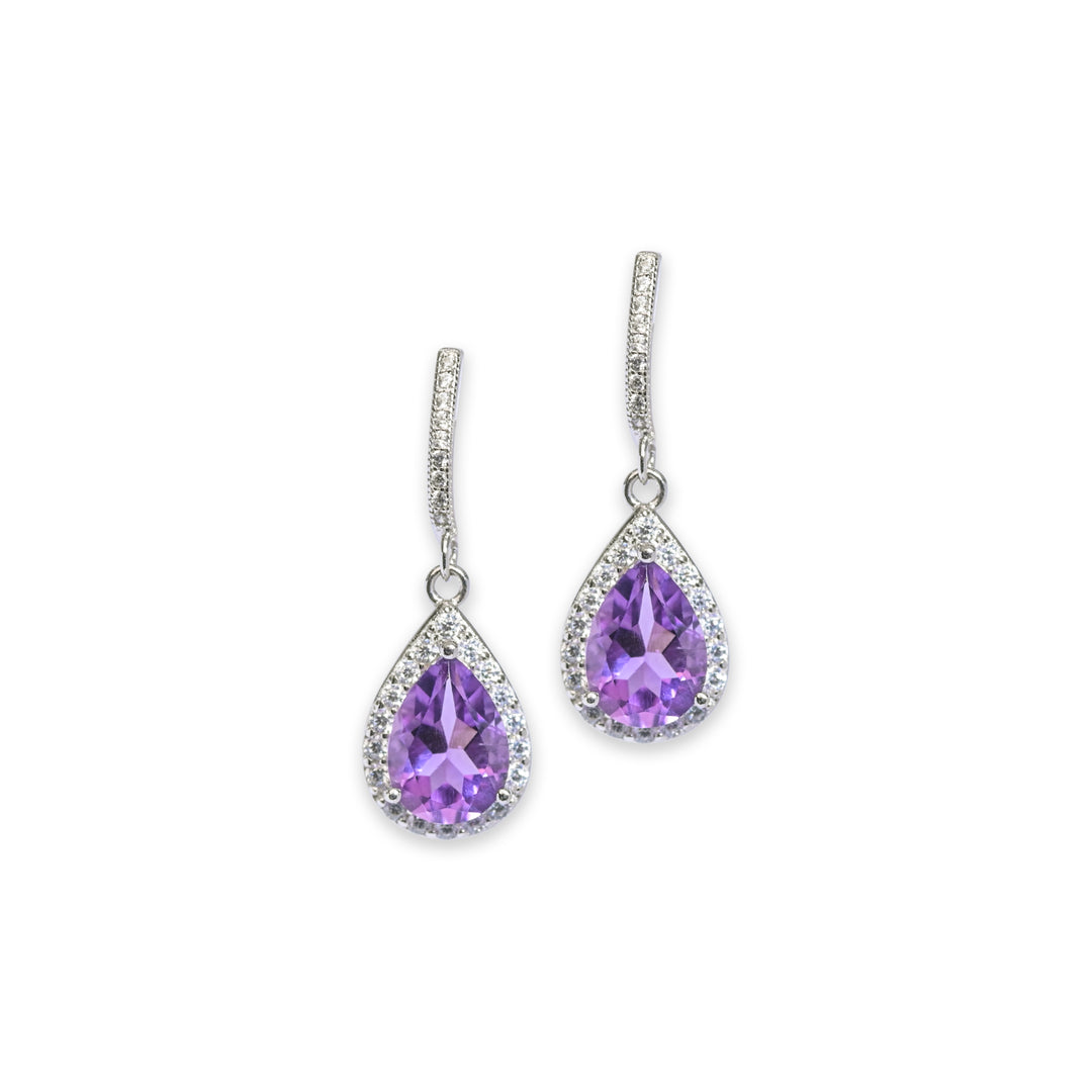 Radiant Amethyst and Zircon Earrings