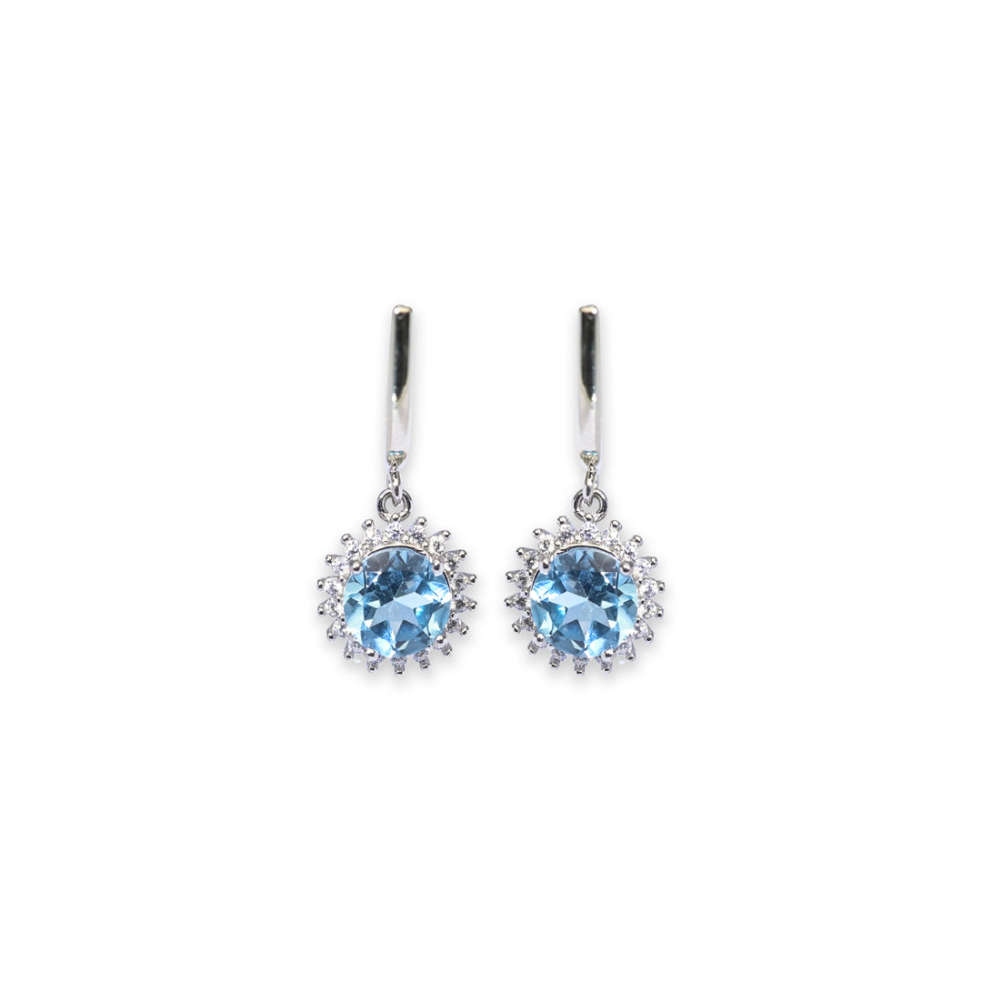 Azure Beauty Blue Topaz and Zircon Earrings