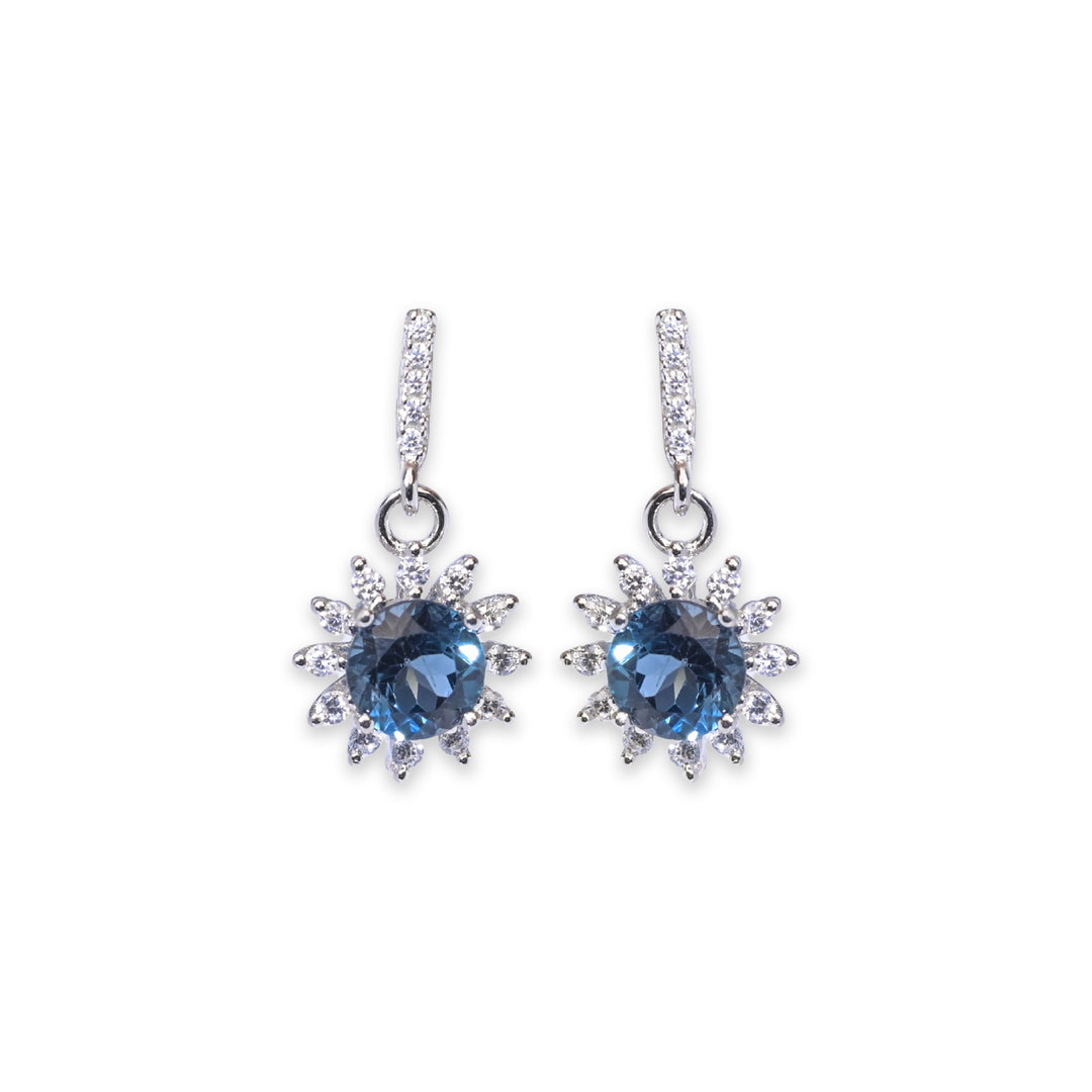 Serene Blue Topaz and Zircon Elegance Earrings