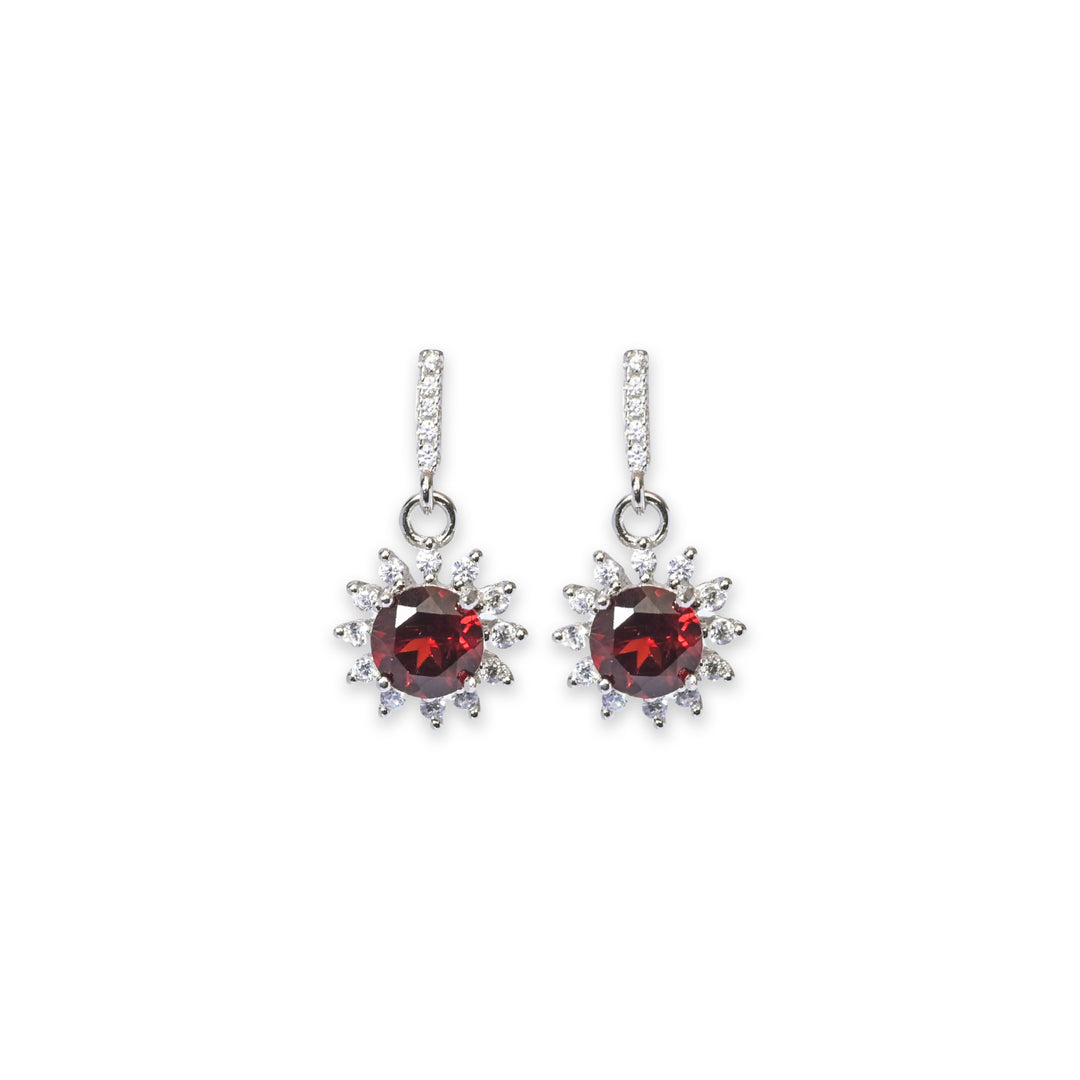 Crimson Radiance Garnet and Zircon Earrings