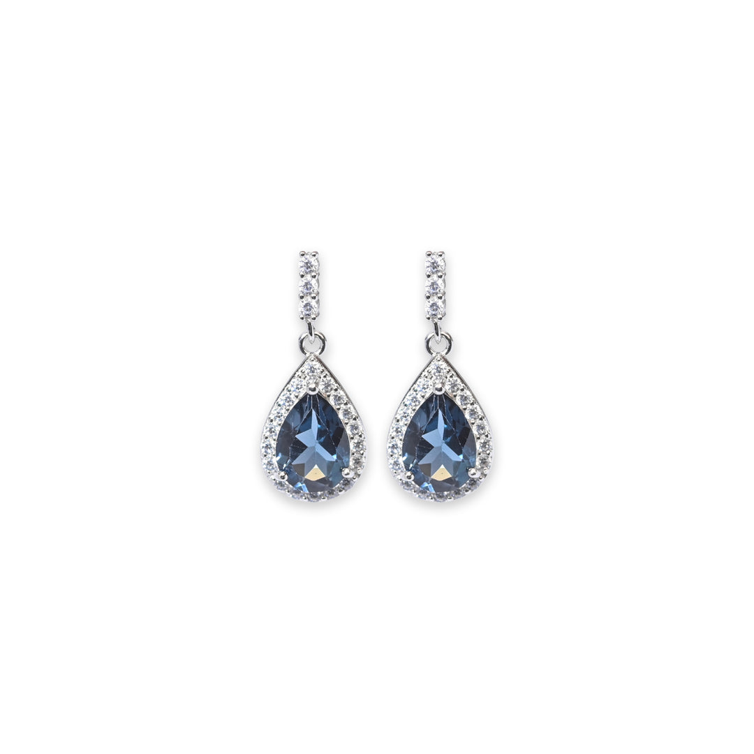 London Blue Elegance Pear-shaped Earrings by Ravia Jewels