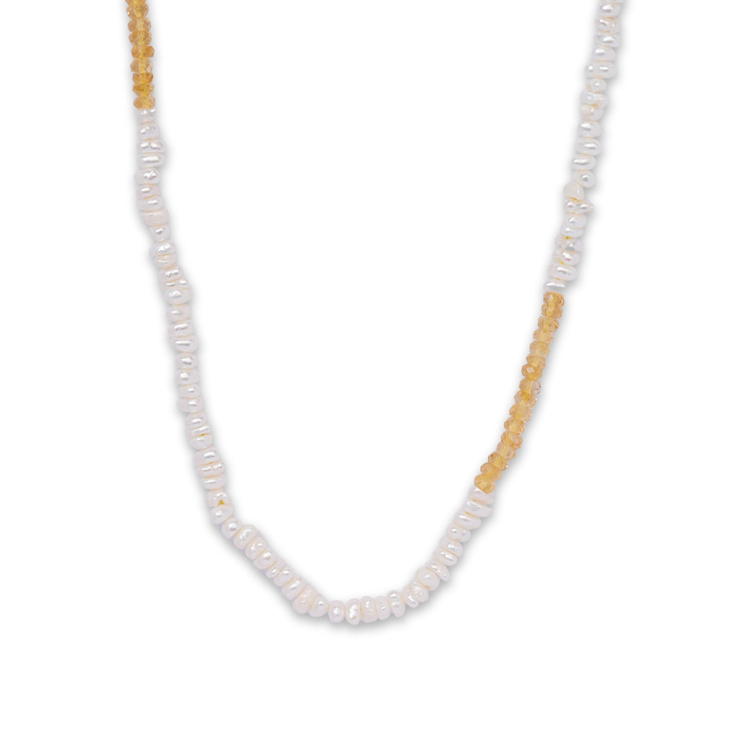 Golden Radiance Citrine and Pearl Necklace