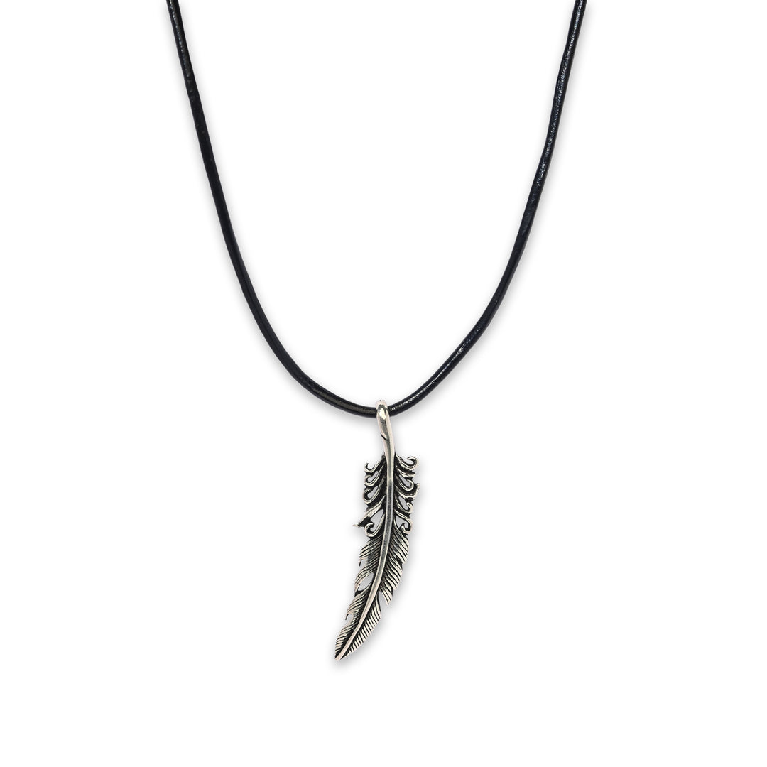 Timeless Elegance Stainless Steel Feather Pendant