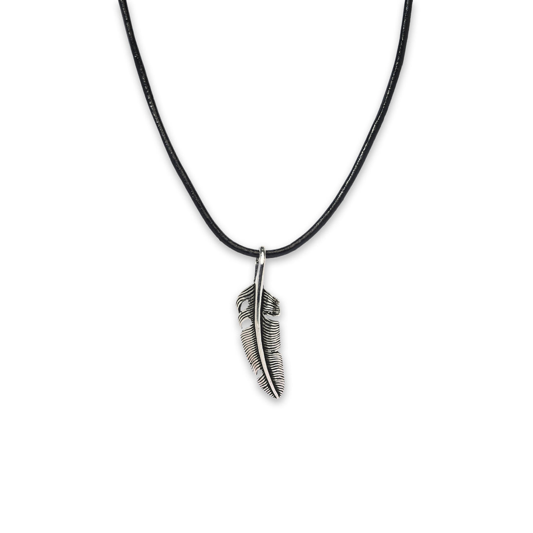 Vintage Feather Charm Pendant with Stainless Steel Chain