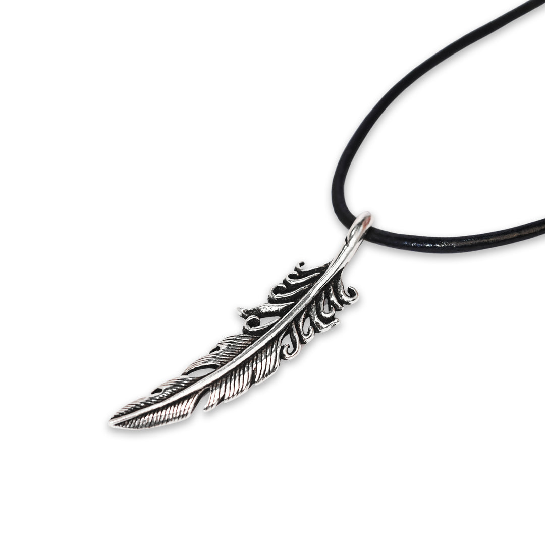 Timeless Elegance Stainless Steel Feather Pendant