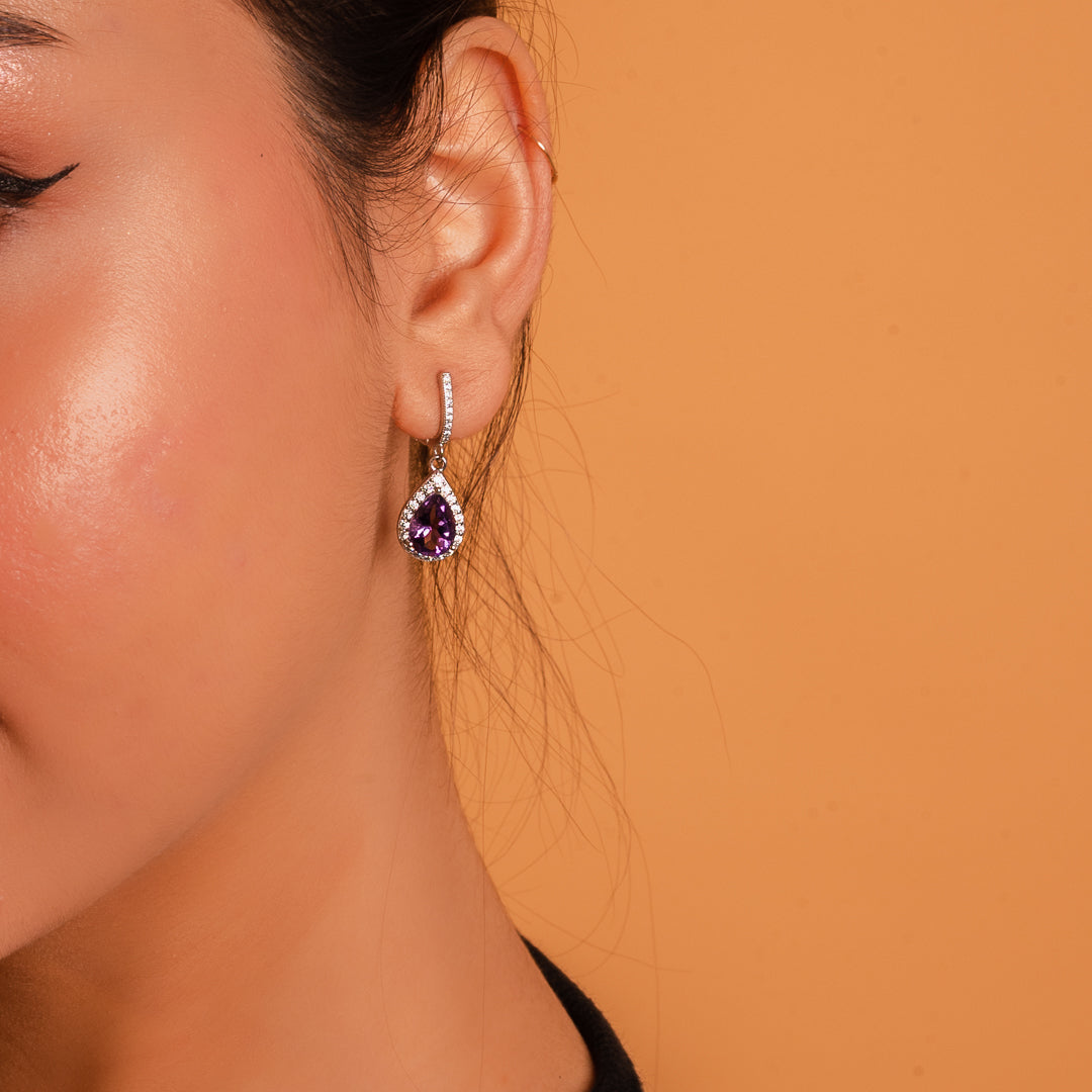 Radiant Amethyst and Zircon Earrings