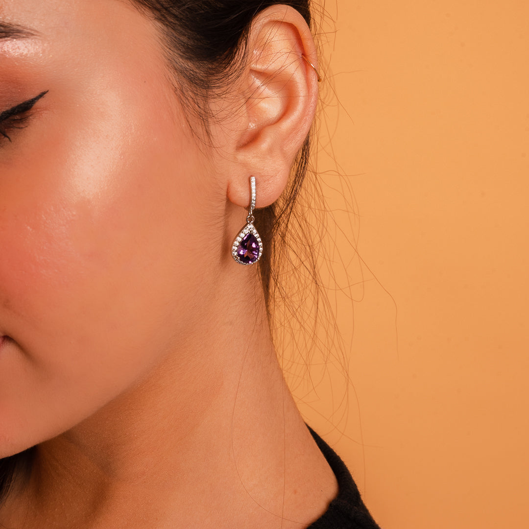 Radiant Amethyst and Zircon Earrings