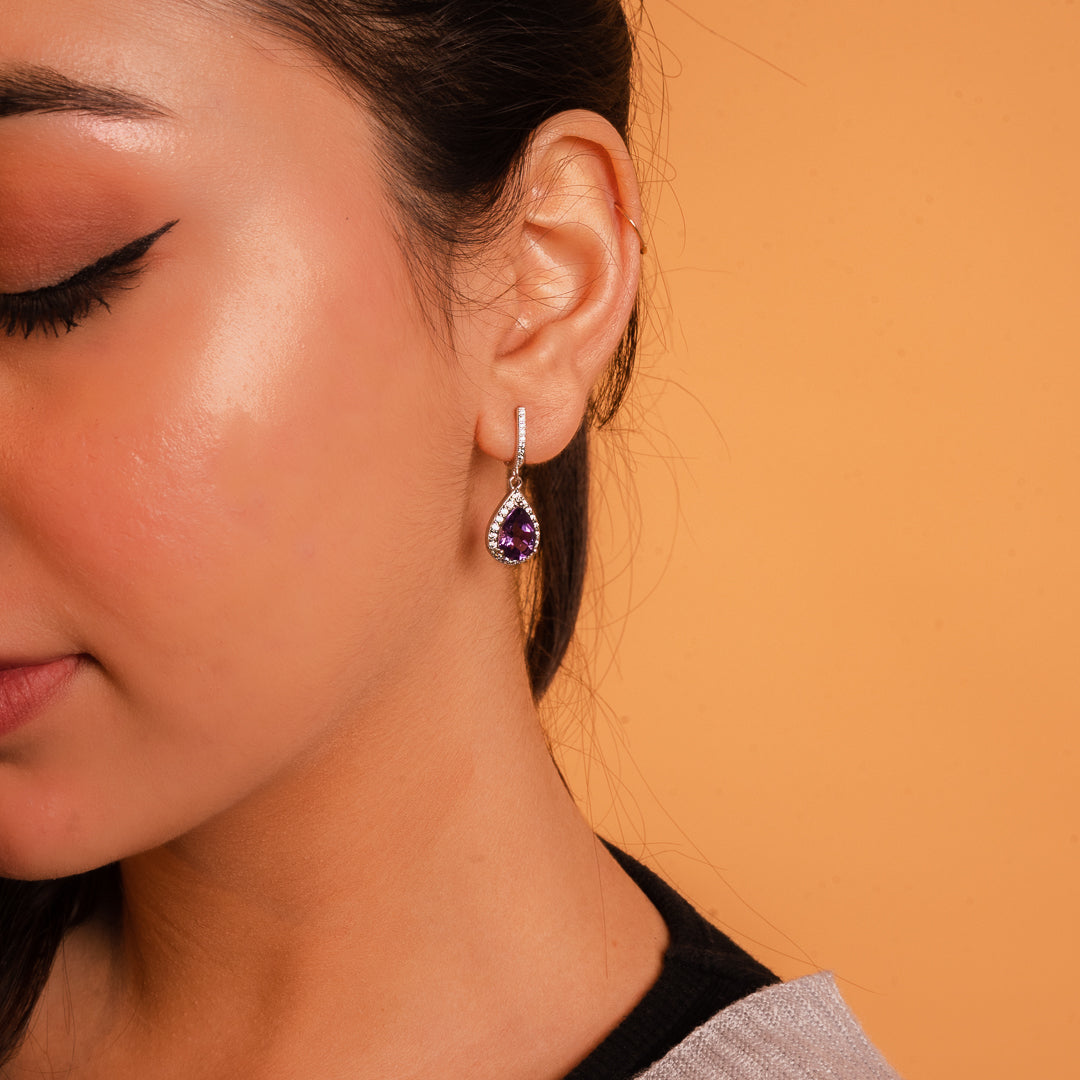 Radiant Amethyst and Zircon Earrings