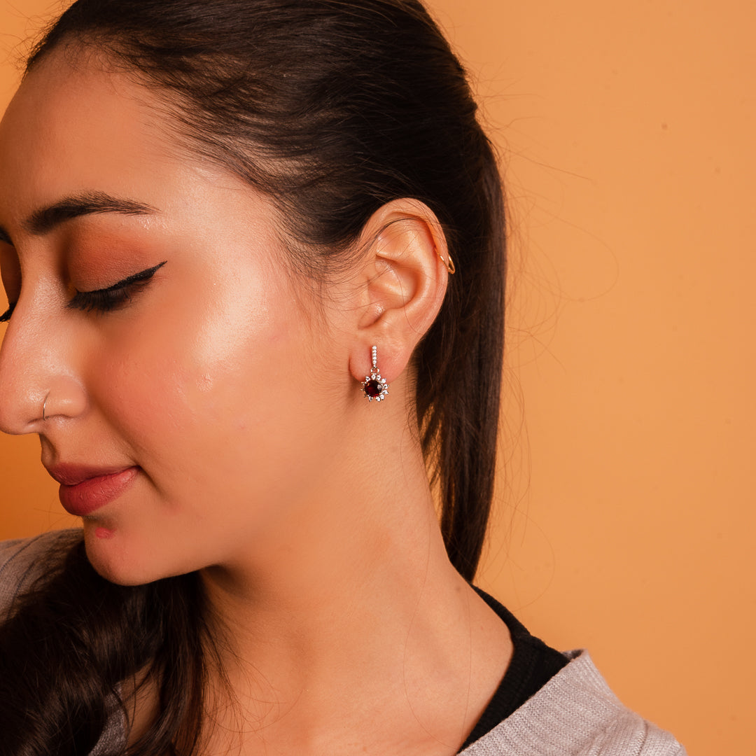 Crimson Radiance Garnet and Zircon Earrings