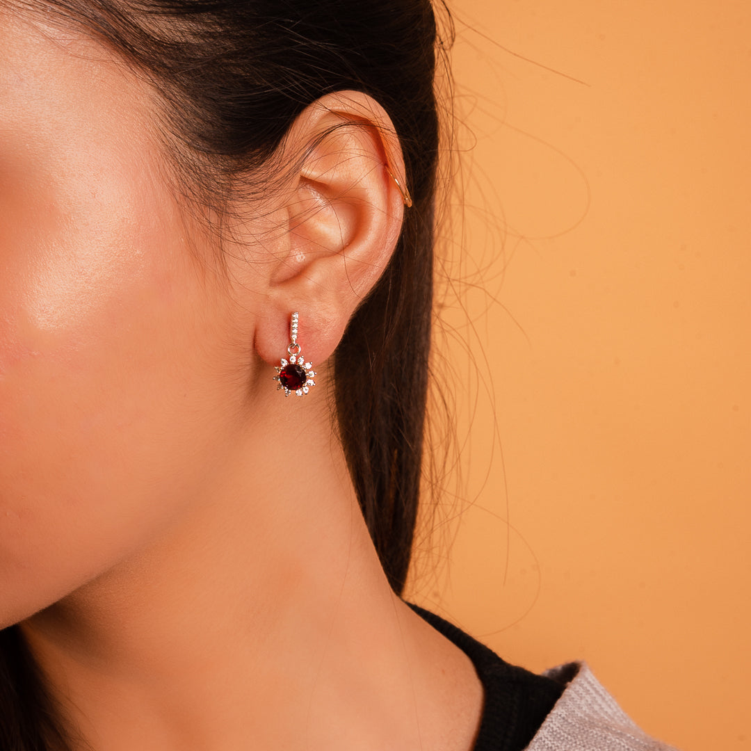 Crimson Radiance Garnet and Zircon Earrings