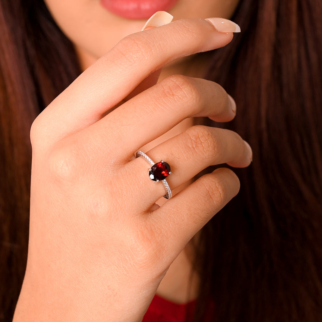 Elegant Pear-shaped African Garnet Ring - Radiate Charm and Grace