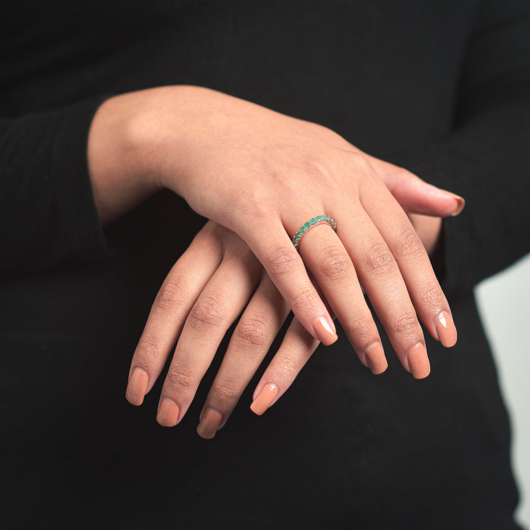 Stackable Emerald Eternity Band