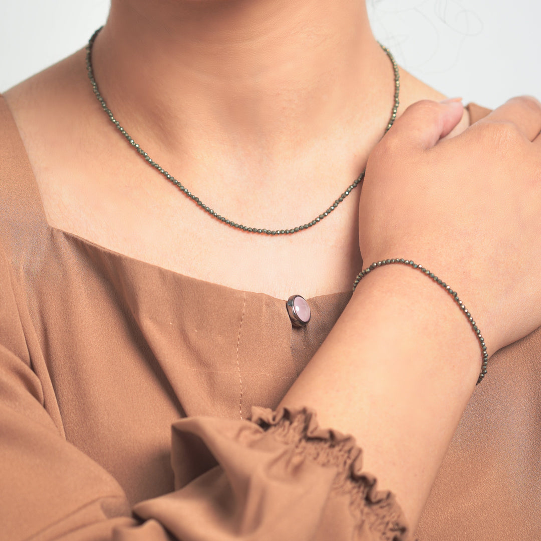 Classic Golden Pyrite Beaded Necklace