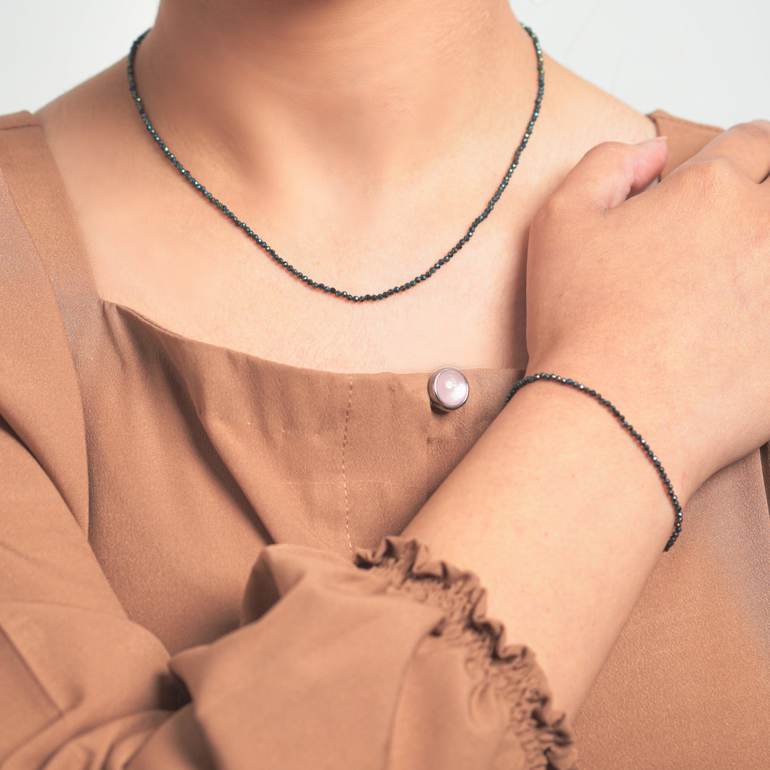 Dainty Pyrite Beaded Necklace