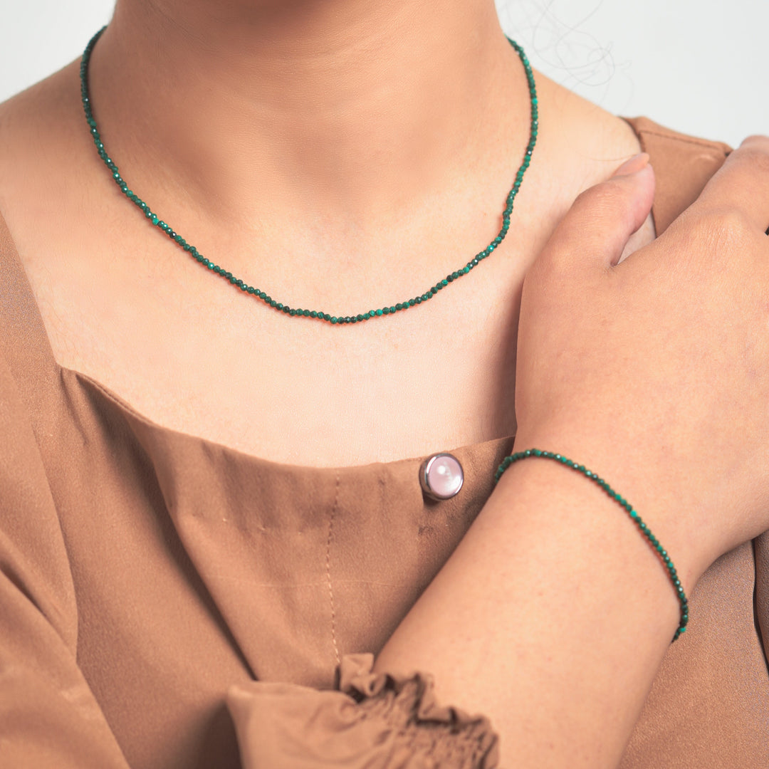 Dainty Pyrite Beaded  Bracelet and Necklace Set