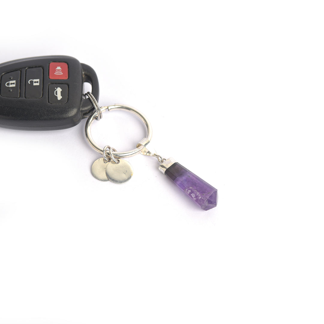 Raw Amethyst Key Ring