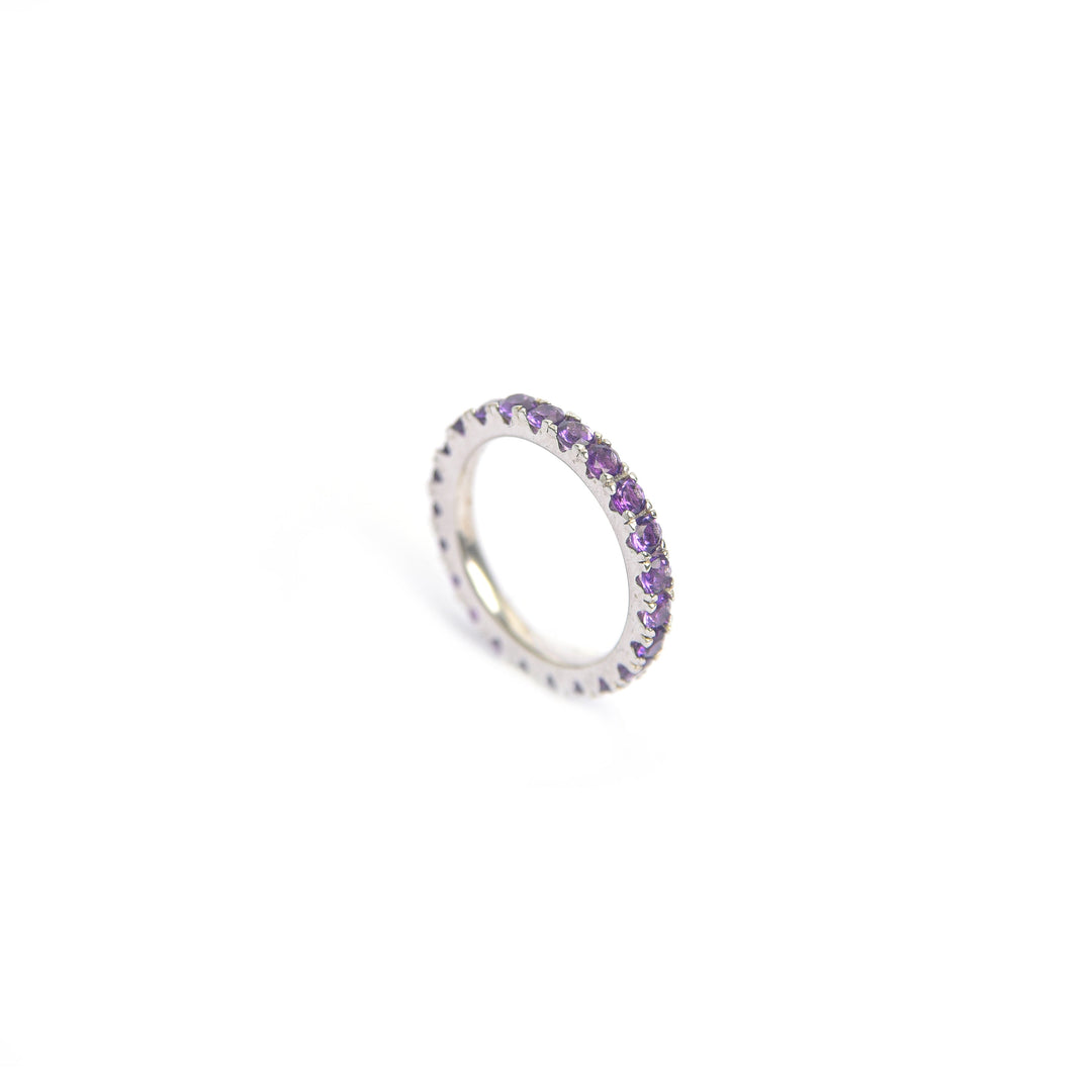 Stackable Prong Set Amethyst Band