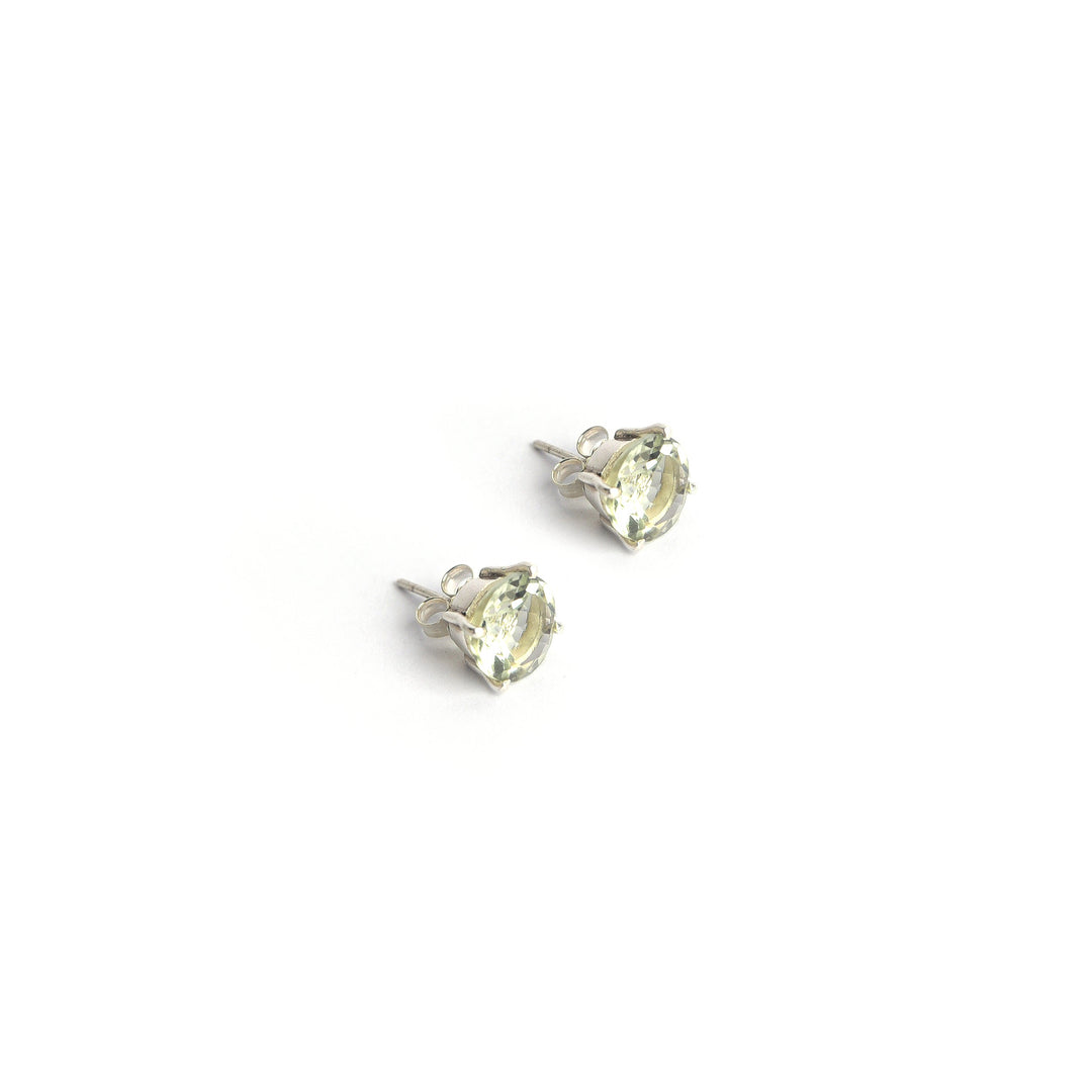 Praisiolite Green Amethyst Studs