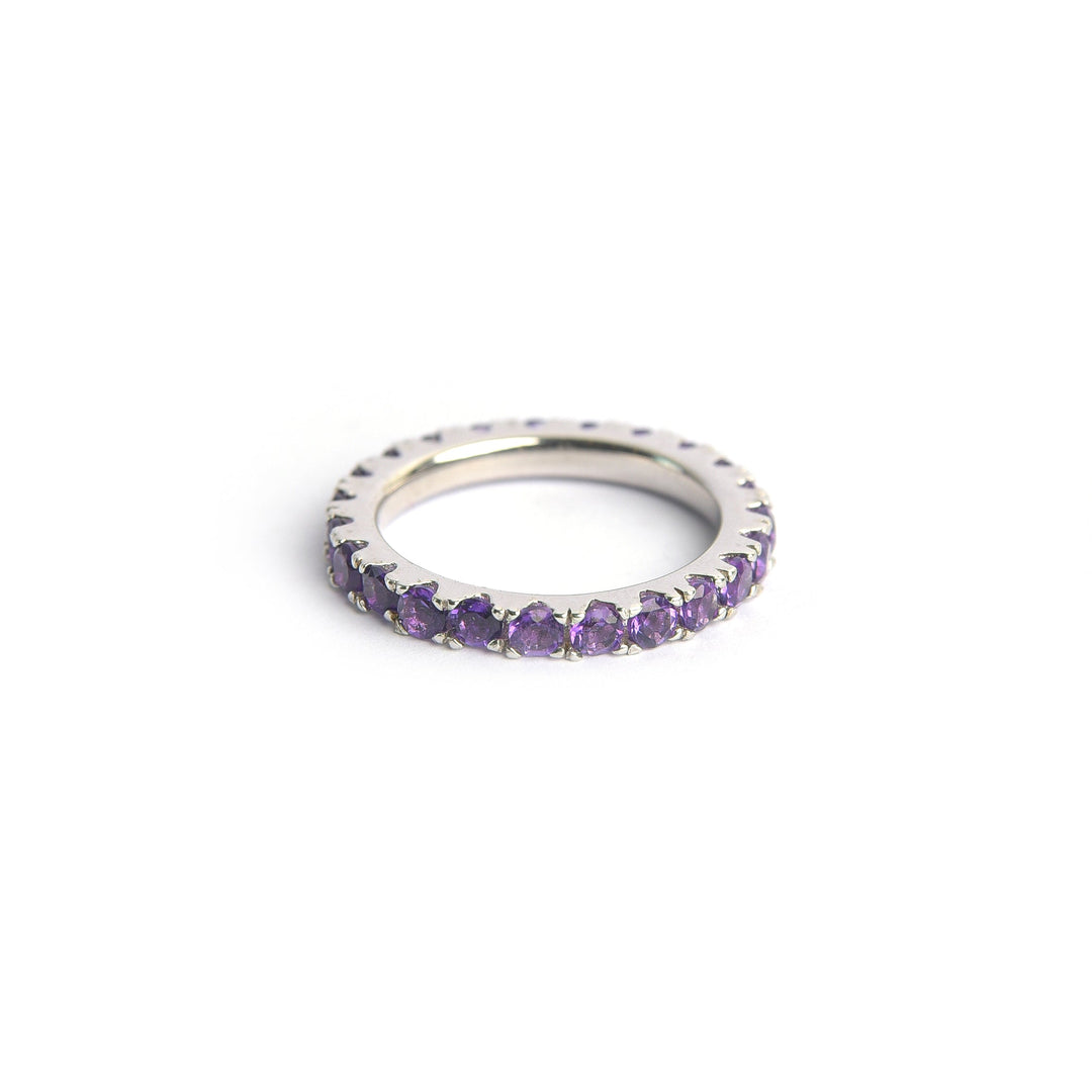 Stackable Prong Set Amethyst Band