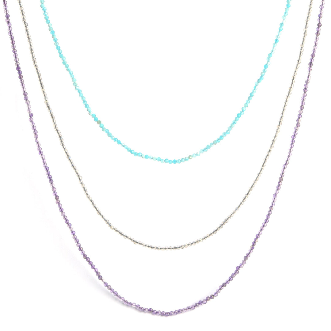 Amazonite, Amethyst and Labradorite Beaded Necklace Set