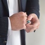 Load image into Gallery viewer, Vintage Green Agate Men Ring
