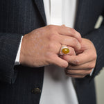 Load image into Gallery viewer, Hawks&#39;s Eye Yellow Agate Ring
