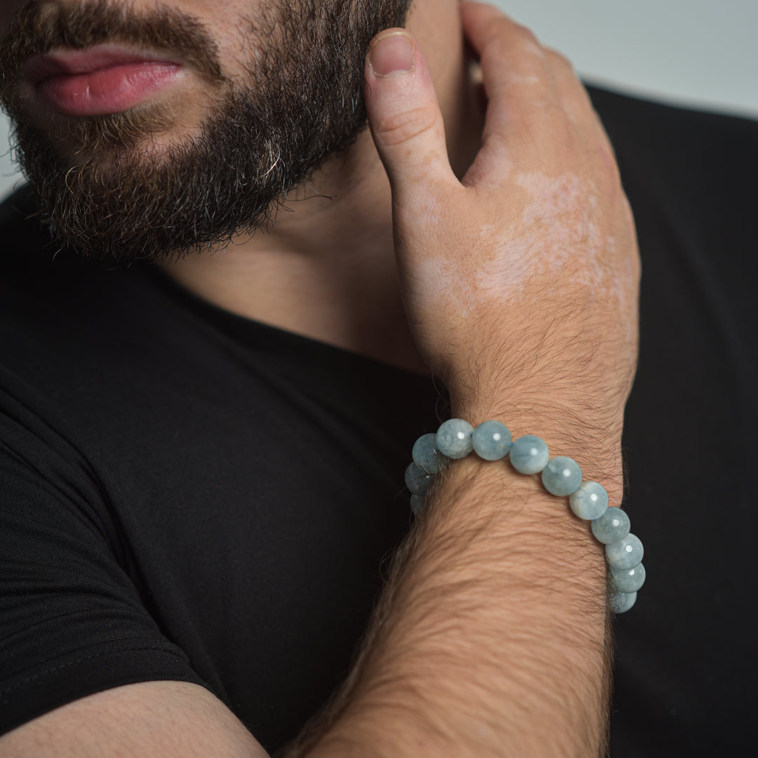 Soothing Aquamarine Beaded  Bracelet