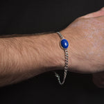 Load image into Gallery viewer, Lapis Lazuli  Flat Curb Chain Bracelet
